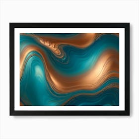 Abstract Swirling Pattern With Shades Of Blue And Gold Art Print