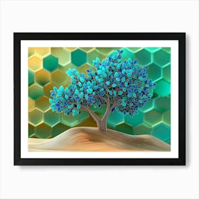 Blue Tree In The Desert Art Print