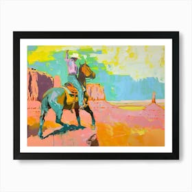 Neon Cowboy In Monument Valley Arizona 3 Painting Art Print