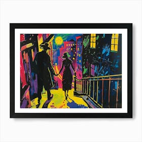 Couple Walking Down The Street Art Print