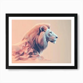 Lion Panthera Animal Abstract Art In Pastel Colors Art Print