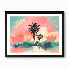 Palm Trees At Sunset 1 Art Print