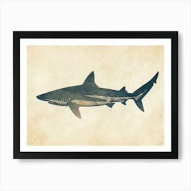 Pelagic Thresher Shark Grey Silhouette 4 Art Print