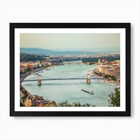 Parliament And Margaret Island in Budapest, Hungary Art Print