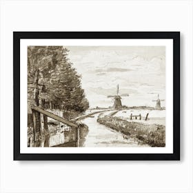 Landscape With A Canal And Two Mills, Jean Bernard Art Print