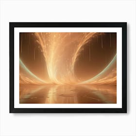 Abstract Image Of Swirling, Glowing Light In Shades Of Orange And Teal Art Print