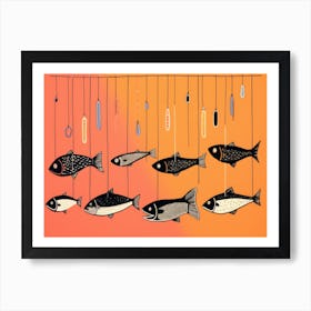 Fishes Hanging From Strings Art Print