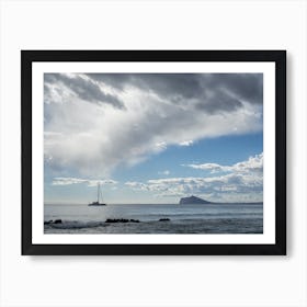 Sailboat, clouds and the Mediterranean Sea Art Print