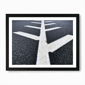 Chalk Drawn Directional Arrows And Markings Bold And Simple On An Aged Sidewalk Surface Partially (2) Art Print