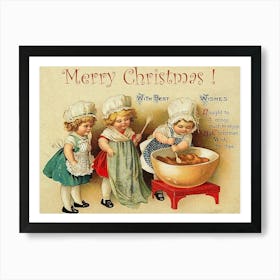 Three Little Christmas Chefs Art Print