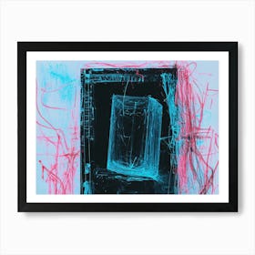 'The Door' Pink, Blue and Black Art Print