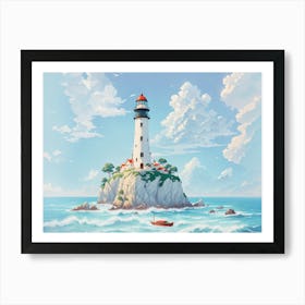 Lighthouse in the Ocean Art Print