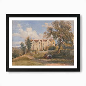 Group Seated In Grounds Of A Large House, David Cox Art Print