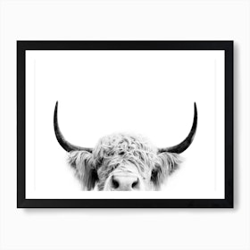 Peeking Cow BW Art Print