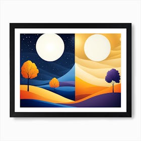 DAY AND NIGHT VECTOR ART 1 Art Print