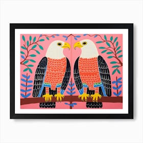 Bald Eagle 3 Folk Style Animal Illustration Art Print