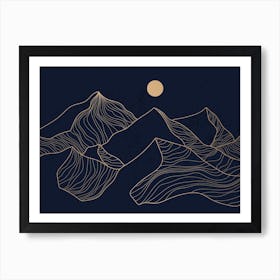 Mountains And Moon Art Print