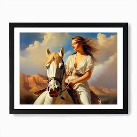 Woman Riding A Horse 7 Art Print