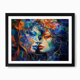 Two Women With Colorful Hair Art Print