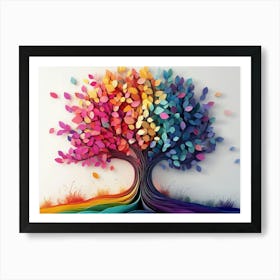 Colorful Tree With Multicolor Leaves 9 Art Print