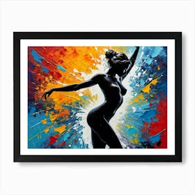 Oil Painting Naked woman with abstract background - Acrylic oil painting #6 Art Print