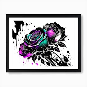 Black And Purple Roses Art Print