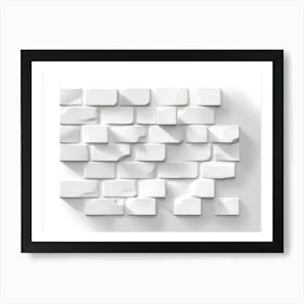 Abstract White Background with Brick Shadow Texture Art Print