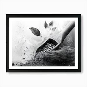 Black And White Image Of A Spoon Art Print