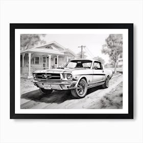 Ford Mustang Drawing 3 Art Print