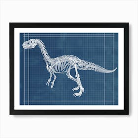 Plateosaurus Skeleton Hand Drawn Blueprint 3 Art Print