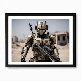 Futuristic robotic Soldier In Uniform 1 Art Print