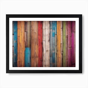 Colorful wood plank texture background 1 Art Print