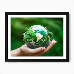 Earth Globe In Hand Art Print