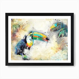 Tukan Junlge Animal Art Illustration In A Painting Style 02 Art Print