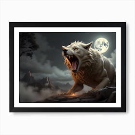 Wolf Howling At The Moon 2 Art Print