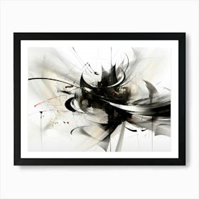 Oscillation Abstract Black And White 5 Art Print