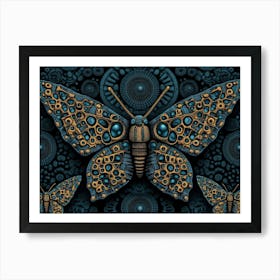 Butterfly On A Black Background Art Print