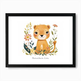 Little Floral Mountain Lion 3 Poster Art Print