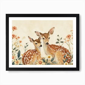 Floral Animal Illustration Deer 10 Art Print