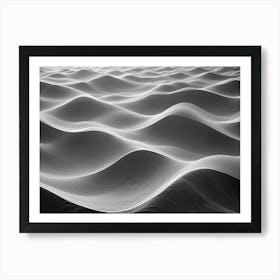 A Grayscale Abstract Image Of Undulating Waves, Suggesting A Sense Of Movement And Fluidity Art Print