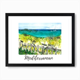 Bike Mediterranean Landscape Art Print