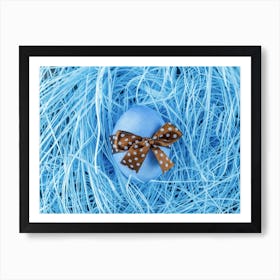 Blue Easter Egg In A Nest Photo Art Print