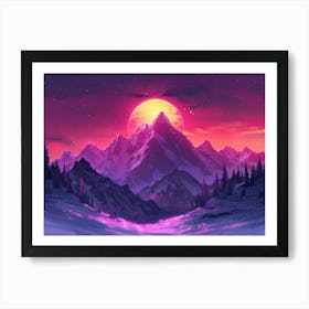 Purple Mountain Landscape Art Print