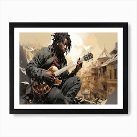 Man Playing Guitar In The City Art Print