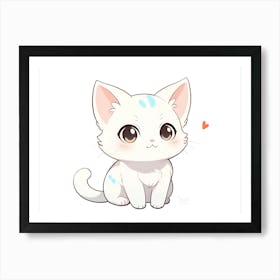 Cute White Cat Art Print