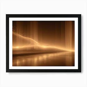 Abstract Background With A Glowing Golden Wave And Vertical Light Streaks, Creating A Futuristic, Ethereal Atmosphere Art Print