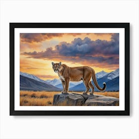 The Prairie’s Quiet Majesty Cougar Art Print