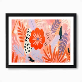 Pink And Orange Floral Print Art Print