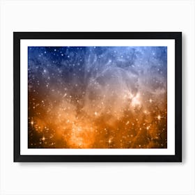 Orange, Blue Galaxy Space Background 1 Art Print