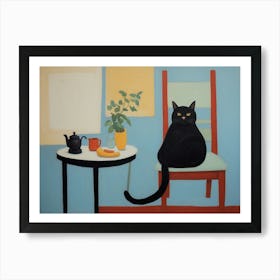 Black Cat In A Chair 1 Art Print